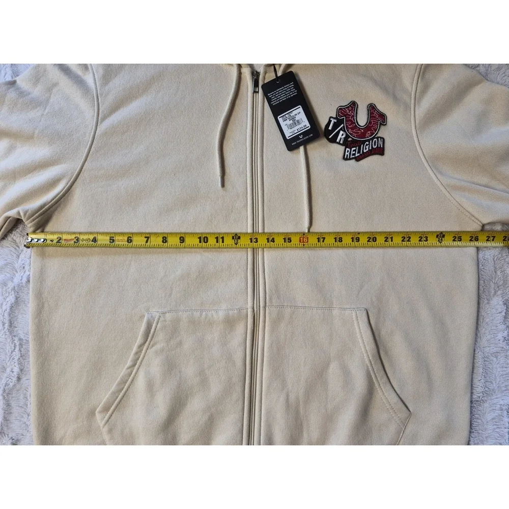 NWT True Religion Jeans Horseshoe Hoodie Swe Men's Size 2XL Full Zip EMB Patch